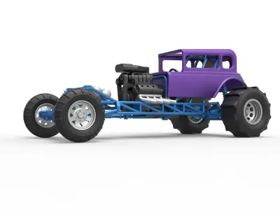  Mud dragster Hot Rod Scale 1 to 25 3D print model