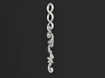 3D Carved decor vertical model 3D model