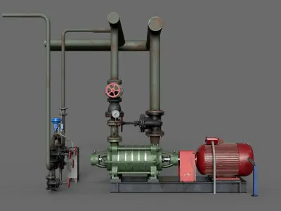 Multisection centrifugal  water pump Low-poly 3D model