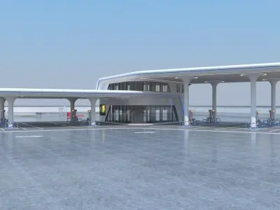 Gas station 3D model 8