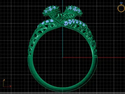 Two Head Women Ring 3DM Womens Ring 3d models 3D print model 3D print model 19