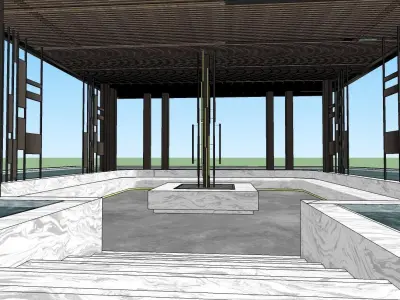 Outdoor sitting area with pargola 3d model 3D model