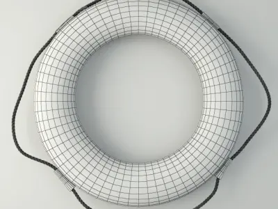 Vintage Nautical Navy Blue and White Life Preserver 3D model