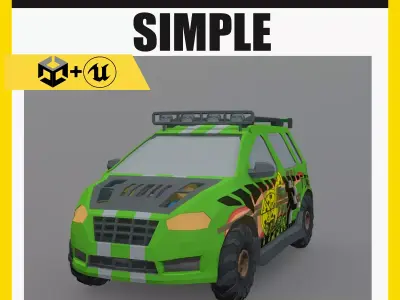 Low Poly Post Apocalypse Simple Sport Car Low-poly 3D model