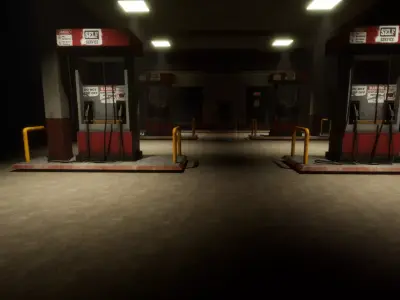 Gas Station Low-poly 3D model