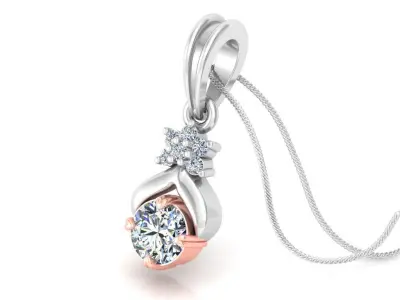 pendant rose gold with diamond 3D print model