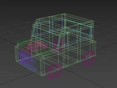 Pixel Car Low Poly Low-poly 3D model