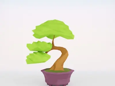 Low poly set of bonsai trees Low-poly 3D model