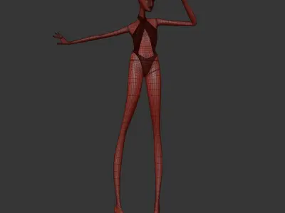 Woman Swimsuit 7Sins Crossed Cutout Halter One-piece 3D model