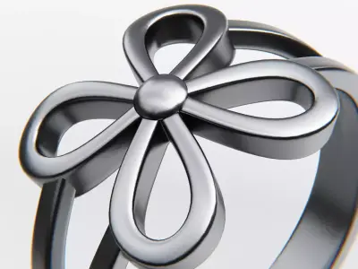 Elegant Loop Flower Ring - Minimalist Floral Jewelry 3D print model