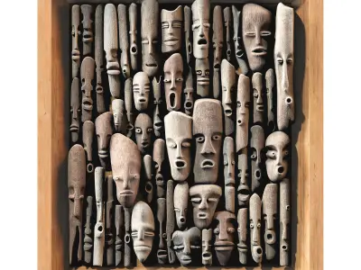 Wood faces panel decor n1 3D model