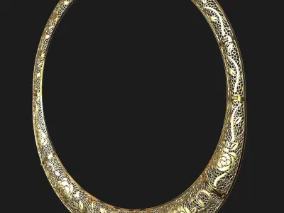 Jewelry set gold bracelet with intricate design 3D print model
