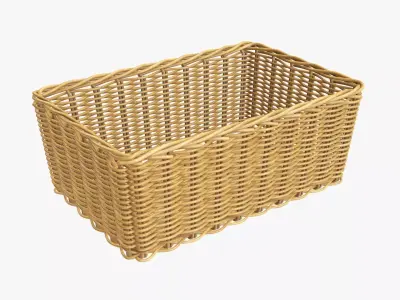 Wicker basket rectangular 01 medium brown 3D model
