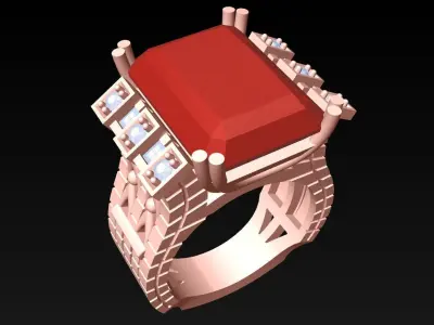 Rectangular Stone Rings - Mens Rings - N416218 3D print model