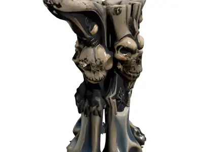 Gothic Skull Pedestal Fantasy Prop Low-poly 3D model