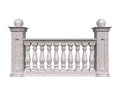 Five fences with balusters and columns 3D model