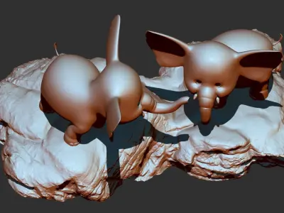 Baby elephants 3d print model  3D model