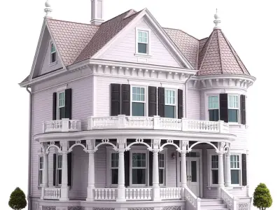 Victorian Lavender Mansion model pack Low-poly 3D model