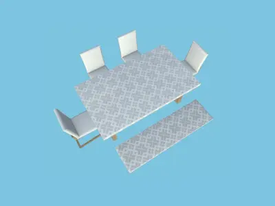 Dinning Table 49 - White Texture - Furniture Interior Design Free low-poly 3D model