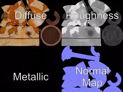 Vintage Globe Earth model pack Low-poly 3D model