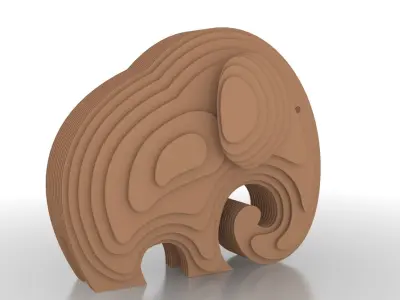 Elephant 3D Print Model wooden toy 3D model