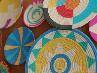 Platos Decorativos para Pared de Yute con Colores Mexicanos 3D model