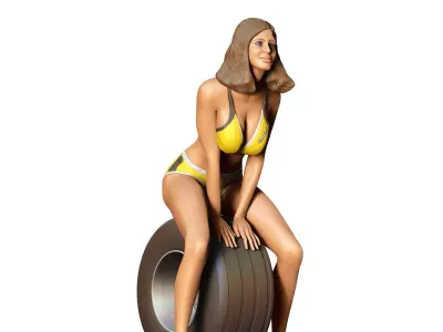 N4 Pit Girl with Tire 3D print model