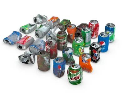 Crumpled Soda Can Low-poly 3D model