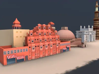 Monuments of India Low-poly 3D model