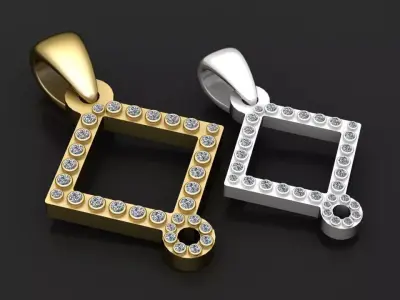SQUARE SHAPE GOLD PENDANT   3D print model