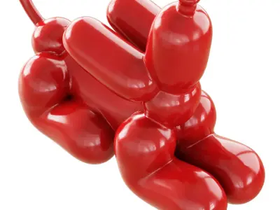 Red balloon dog sculpture 3D model