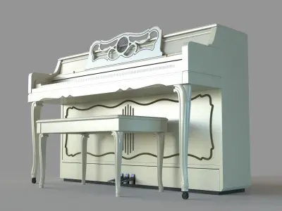 Art Nouveau White Piano 3D model