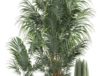 Decorative palm in a white flowerpot 520 3D model