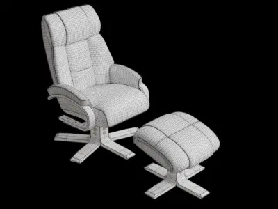 Nice Luxury Real Leather Recliner Chair Dimensions 3D model
