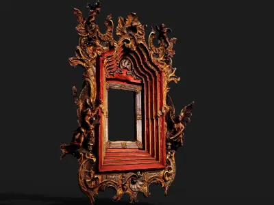ornamental baroque frame picture PBR photogrammetry Low-poly 3D model
