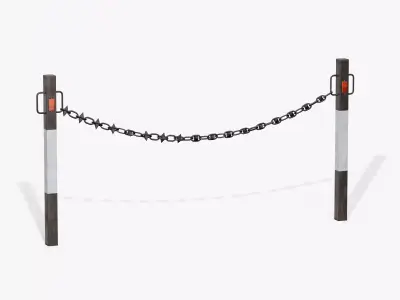 Chain Barrier D Low-poly 3D model