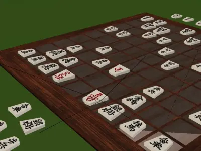luxury laminated Shogi board Low-poly 3D model