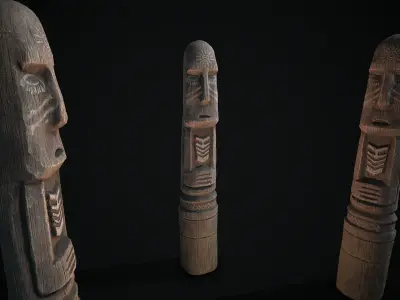 Totem wood 1 pbr 4k Low-poly 3D model