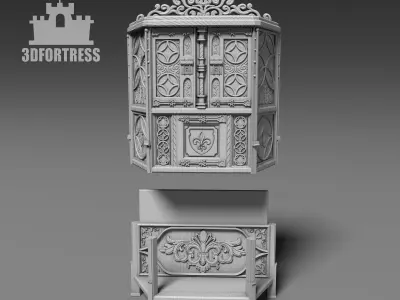 Antique Gothic Cabinet 3D print model