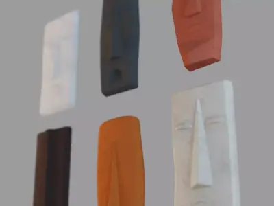 African Clay Face Masks Stylized for Art and Culture Projects 3D model