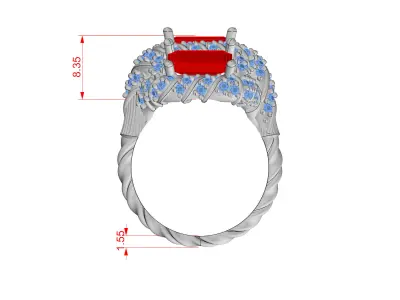 Luxury Ruby and Diamond Statement Ring 3D print model