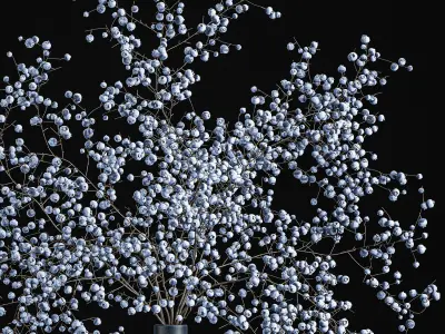 Bouquet of branches with blueberries in a vase 95 3D model