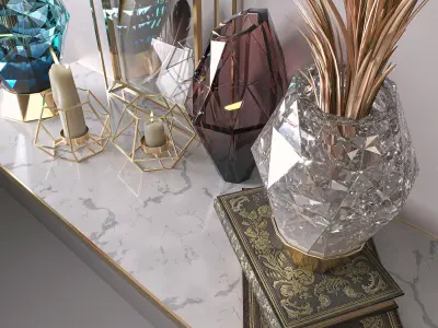 Golden Decorative Set 01 3D model