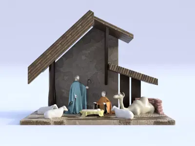 Nativity Scene Christmas Low-poly 3D model