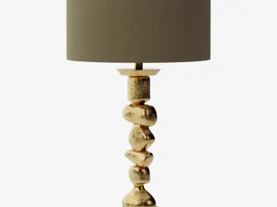 Vintage Gold and Black Geometric Art Deco Table Lamp 3D model