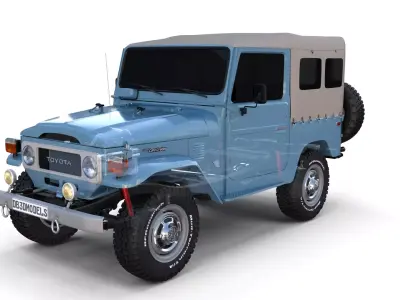Toyota Land Cruiser FJ 40 Soft Top with Chassis 3D model