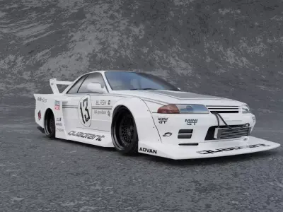 Nissan GT-R R32 with Liberty Walk Kaido Works LB85-02 Body Kit 3D model