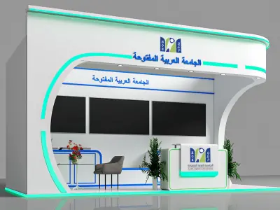 booth 6x3 two side open  3D model