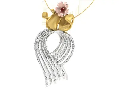 Solitaire Women Pendant 3dm STL OBJ FBX Renders Details 3D print model 6
