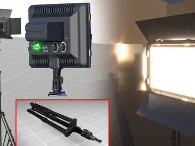 Studio light with stand 3D model